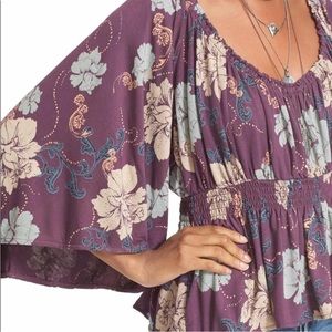 Free People Glenside Floral Print Shirred Waist Exposed Back Wide Sleeveless